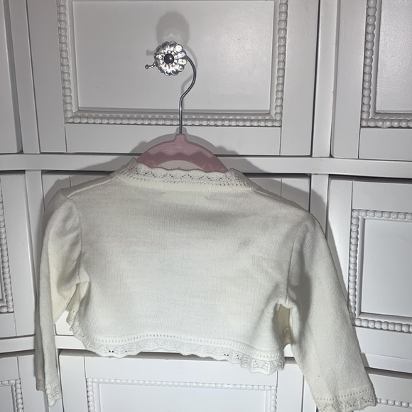 6-9 month infant cardigan, pink and white - Picture 5 of 6